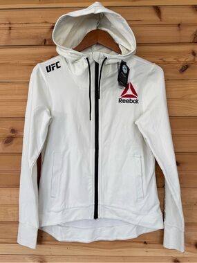 REEBOK | UFC Women’s Medium White Full Zip Hoodie Jacket Official Licensed NWT
